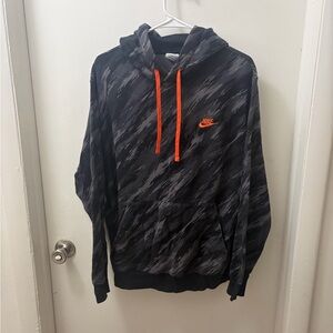 Nike Men's Black and Gray Hoodie with Orange Accents
